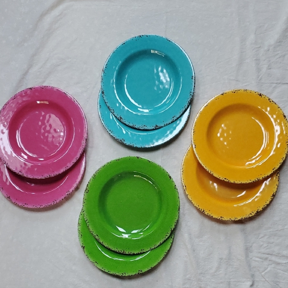 Colorful Melamine Lunch Plate Set Of 8